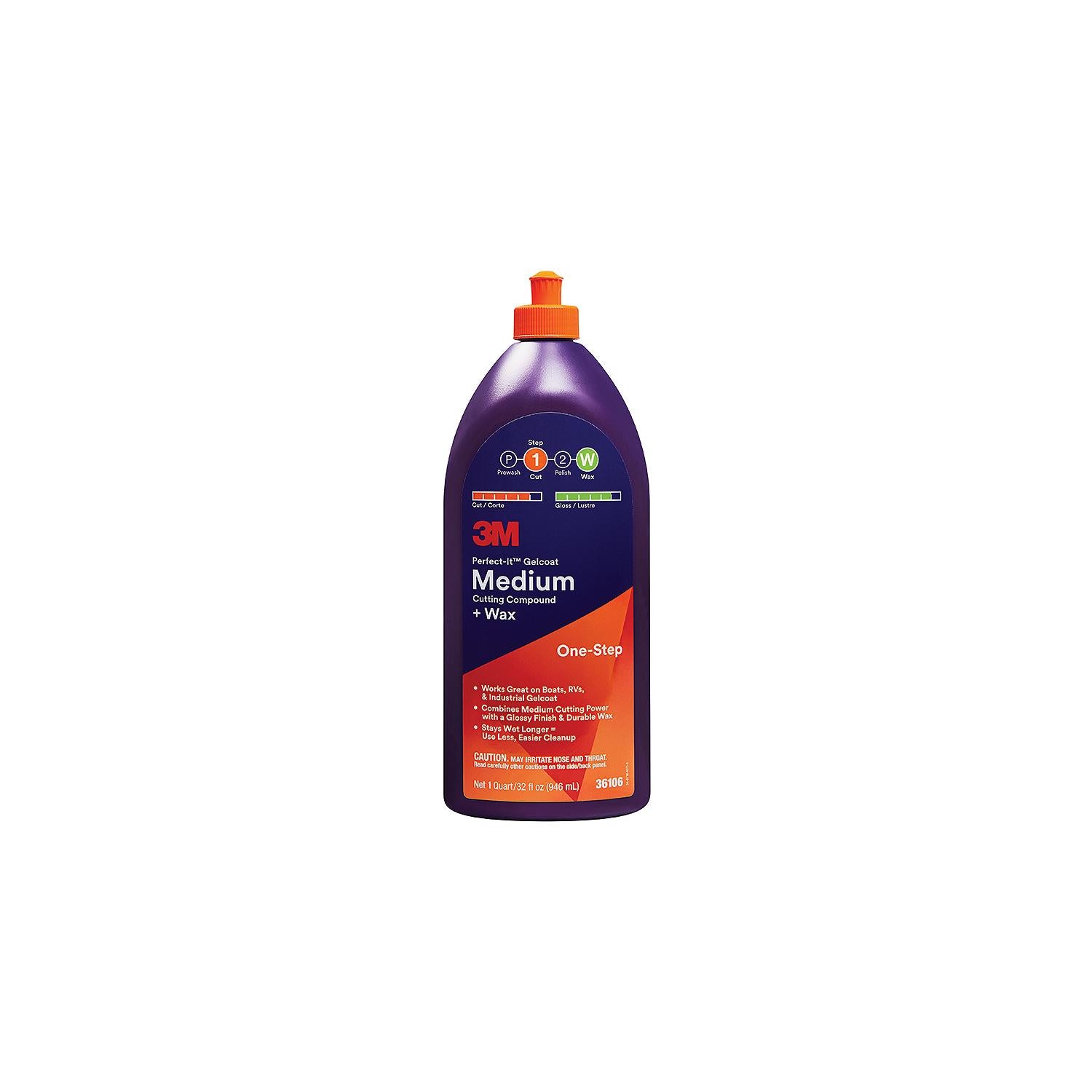 Perfect-It™ Gelcoat Medium Cutting Compound/Wax, Qt.