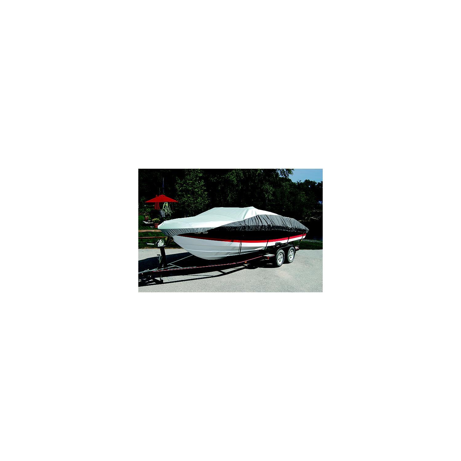 Taylor Heavy Duty Polyester Two-Tone Color Fabric BoatGuard Eclipse Boat Cover With Storage Bag, Tie-Down Straps and Support Pole