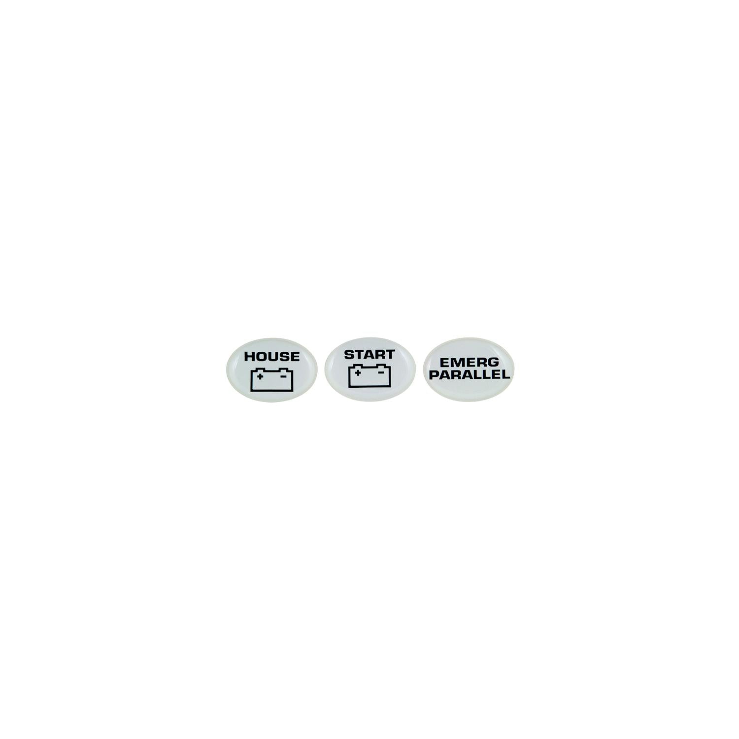 Marinco Set of 3 Battery Switch Labels (Start, Emerg Parallel, House)