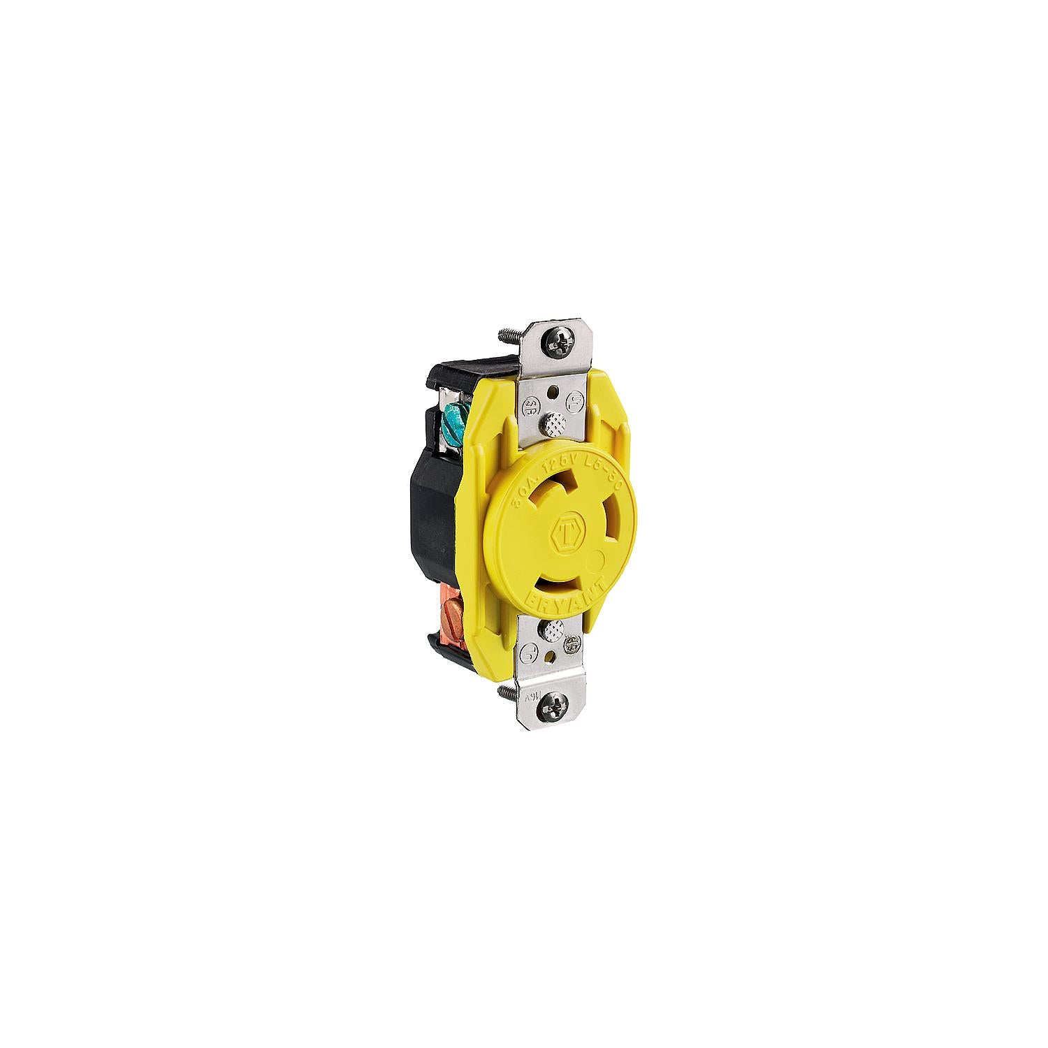 Hubbell HBL305CRR Yellow 30A 125V Locking Receptacle