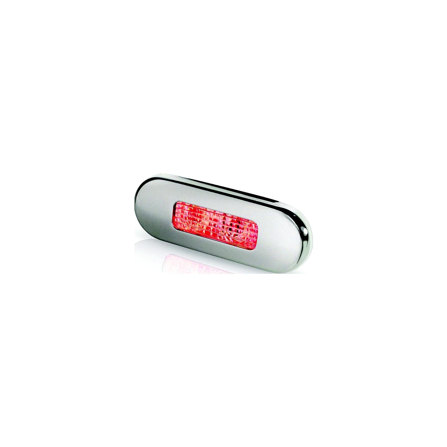 Hella 980869501 Oblong LED Surface Mount Courtesy Lamp, Red LEDs w/SS Rim