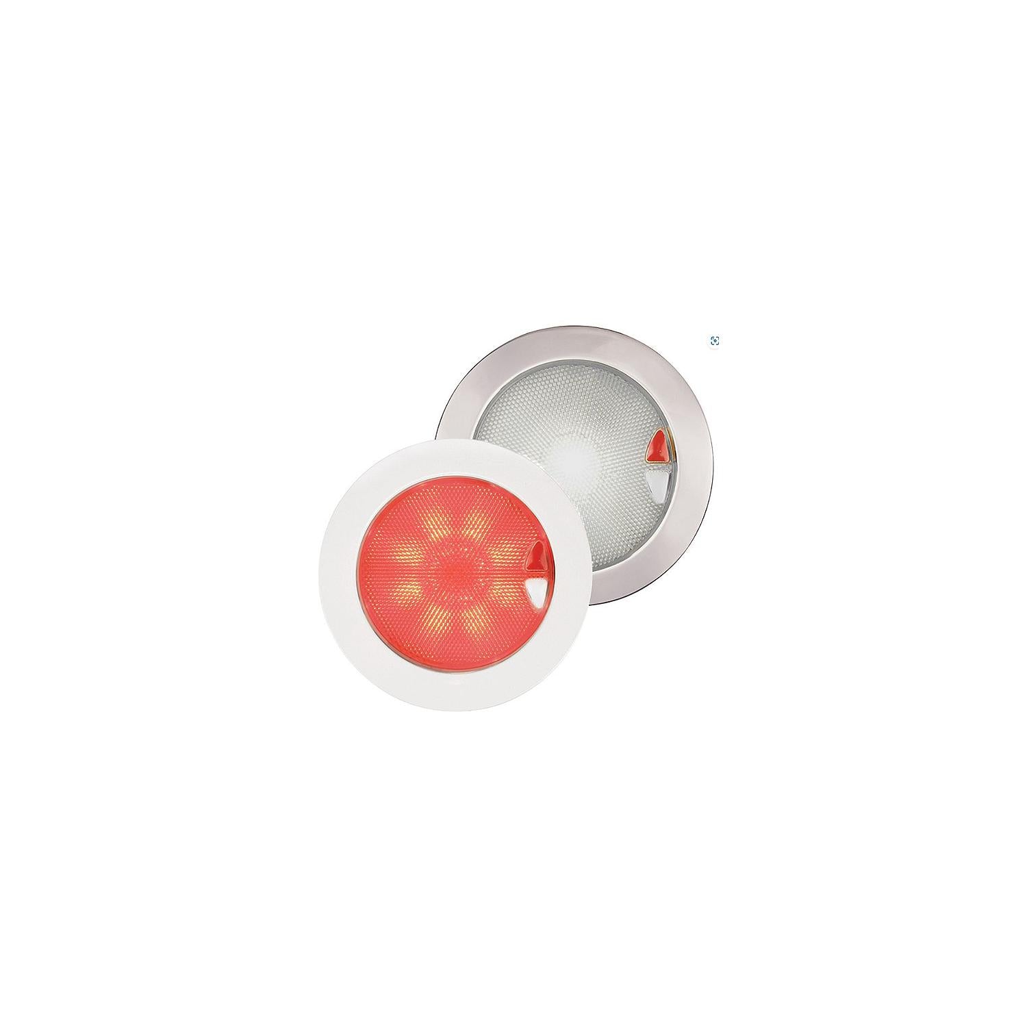 Hella 980630102 EuroLED® 150 Round Touch Lamp, Warm White/Red w/Polished Stainless Steel Rim