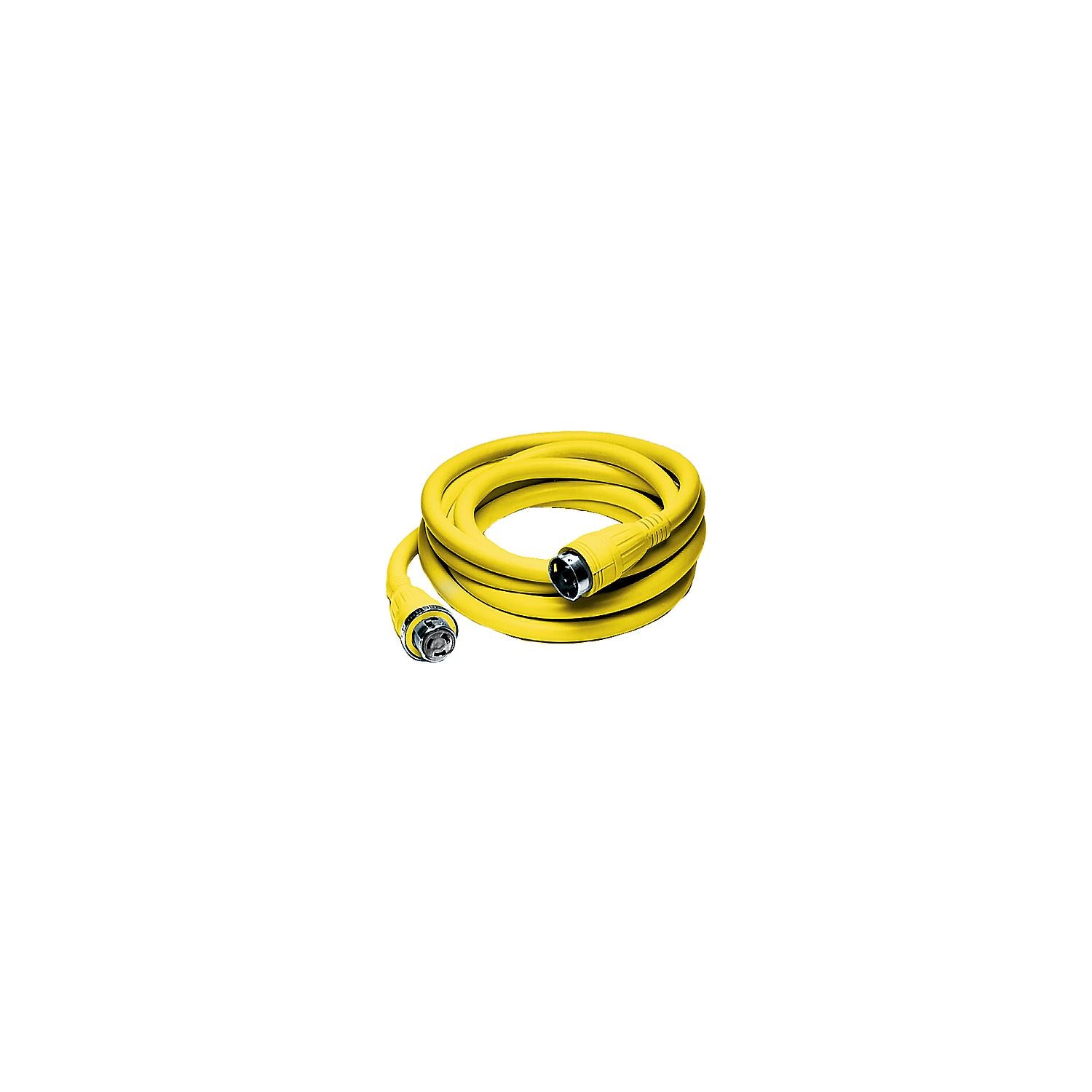 Hubbell HBL61CM42 Yellow 50A 125/250V Vinyl Jacketed Pre Wired 25' Shore Power Cable Set