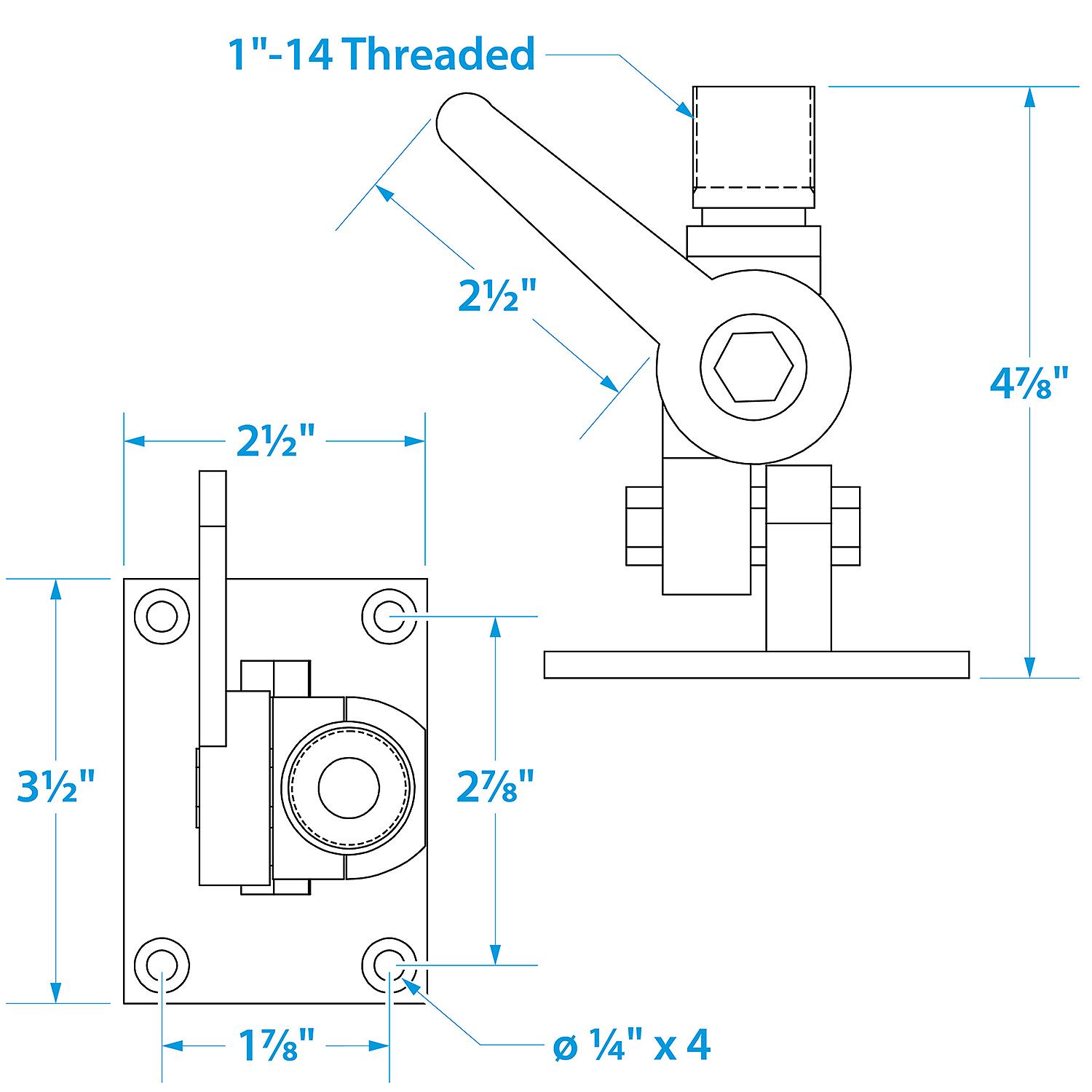 Seachoice 19521 4-Way Antenna Ratchet Mount - Chrome Plated Brass