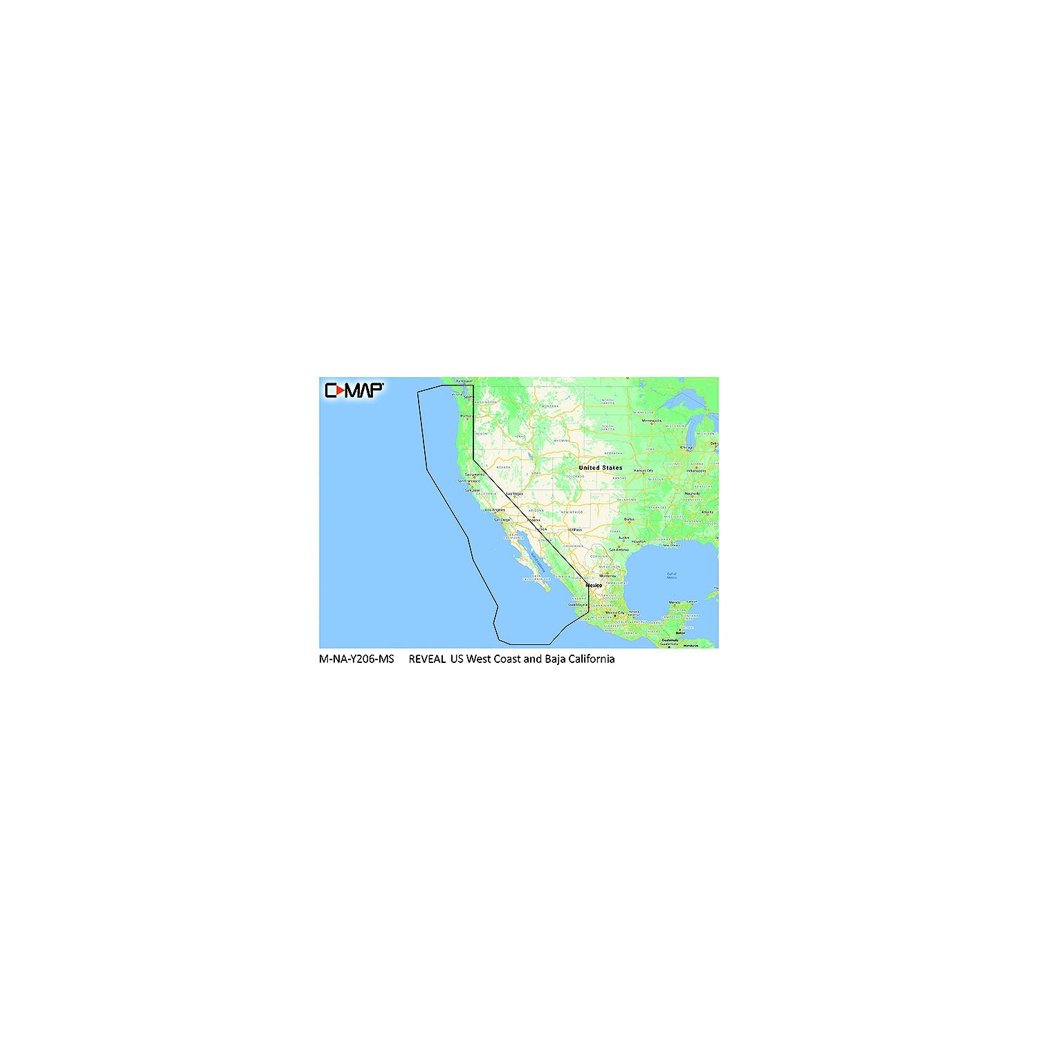 C-Map MNAY206MS Reveal Chart, US West Coast & Baja California