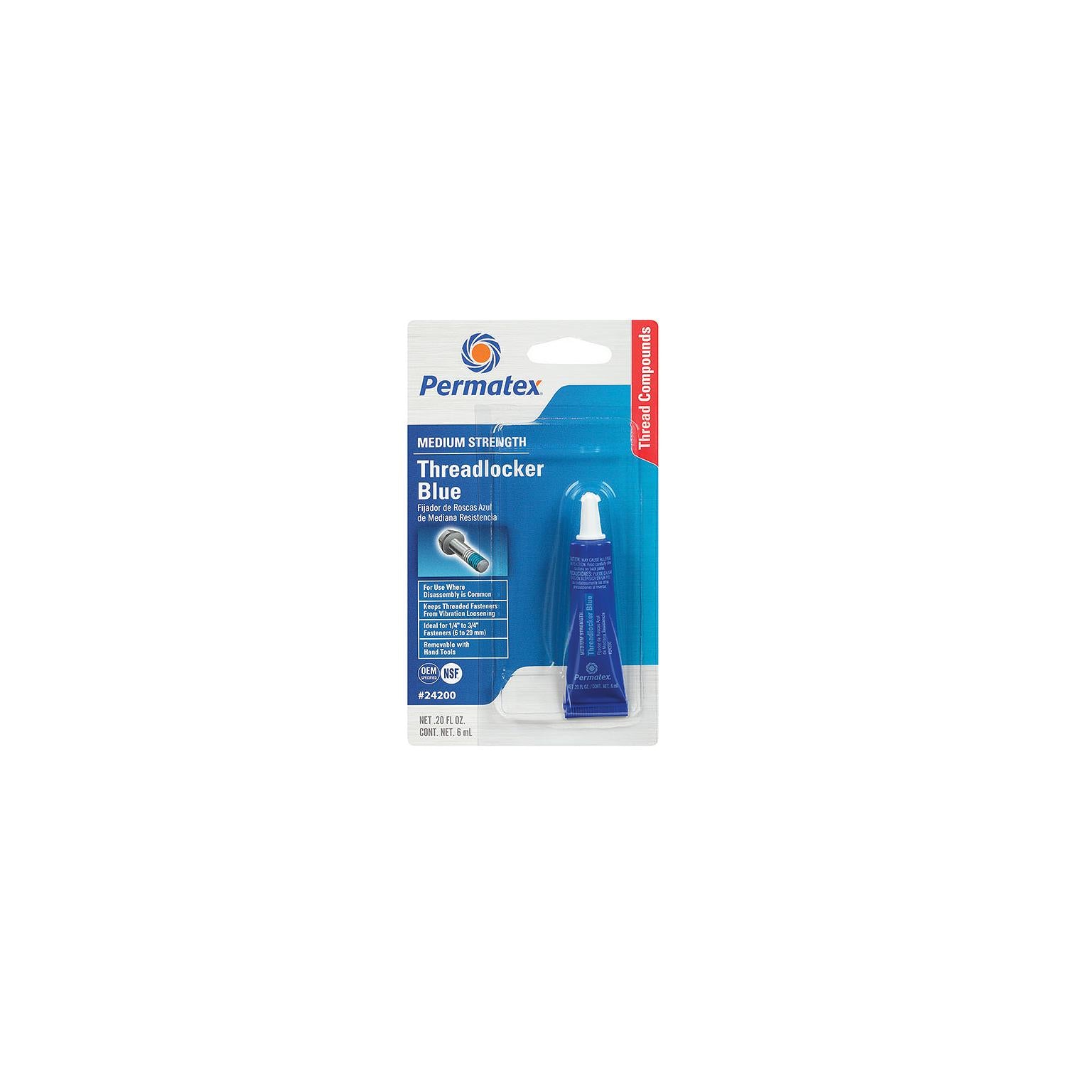 Permatex 24200 - 242 Blue Threadlocker Tube, 6 ml.