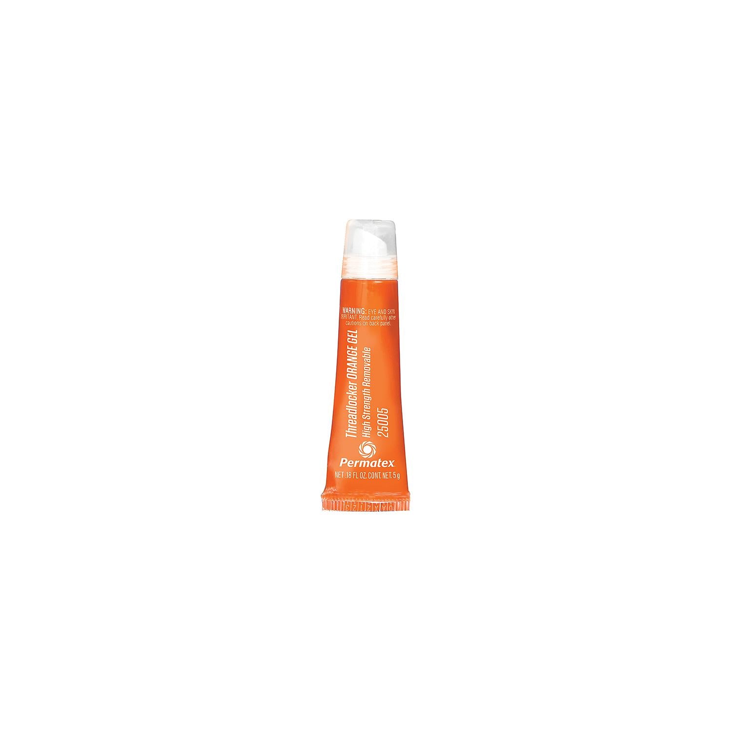 Permatex 25005 High Strength Removable Threadlocker Gel, 5 gr., Orange