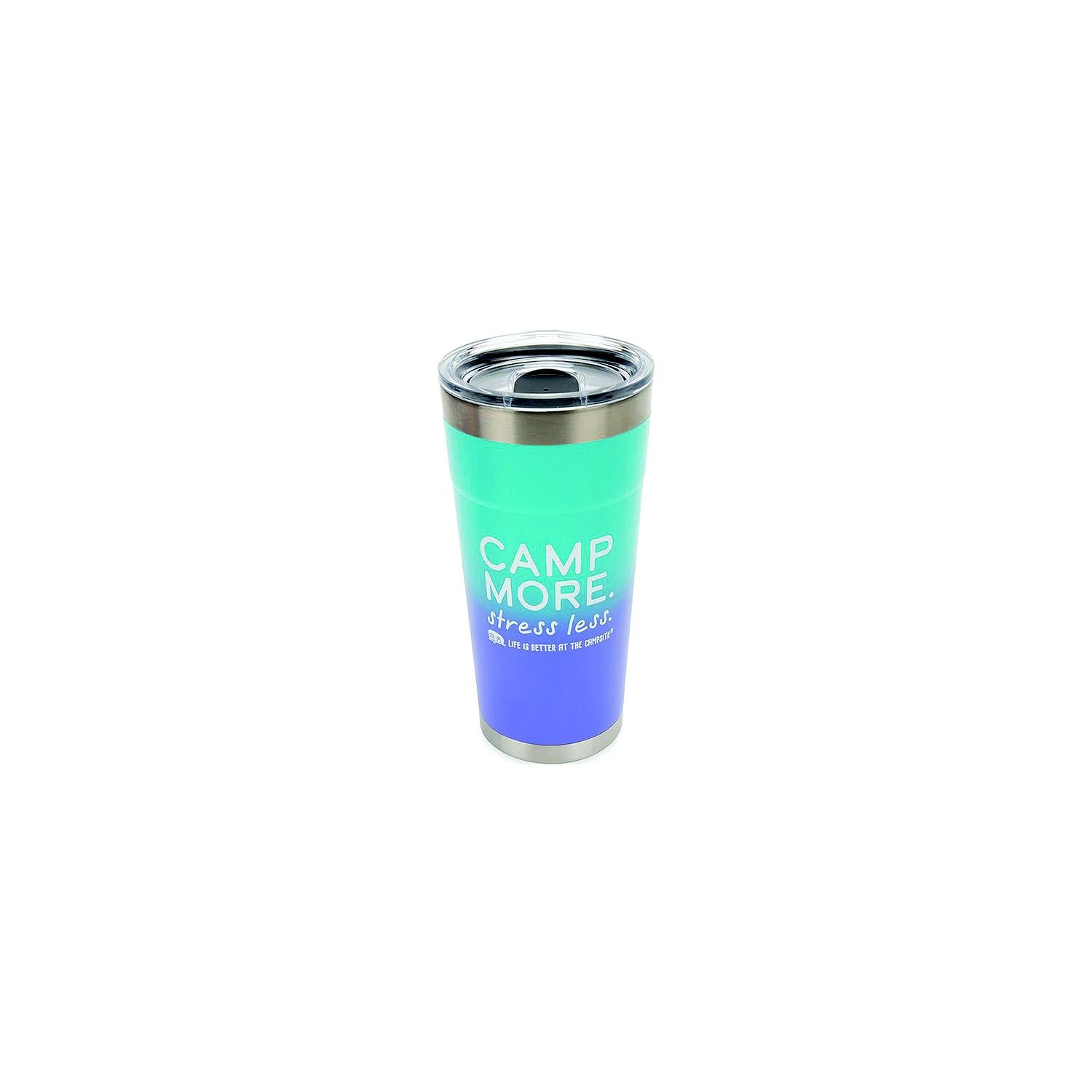 Camco 53317 Camp More / Stress Less Tumbler, 20 oz., Blue/Purple