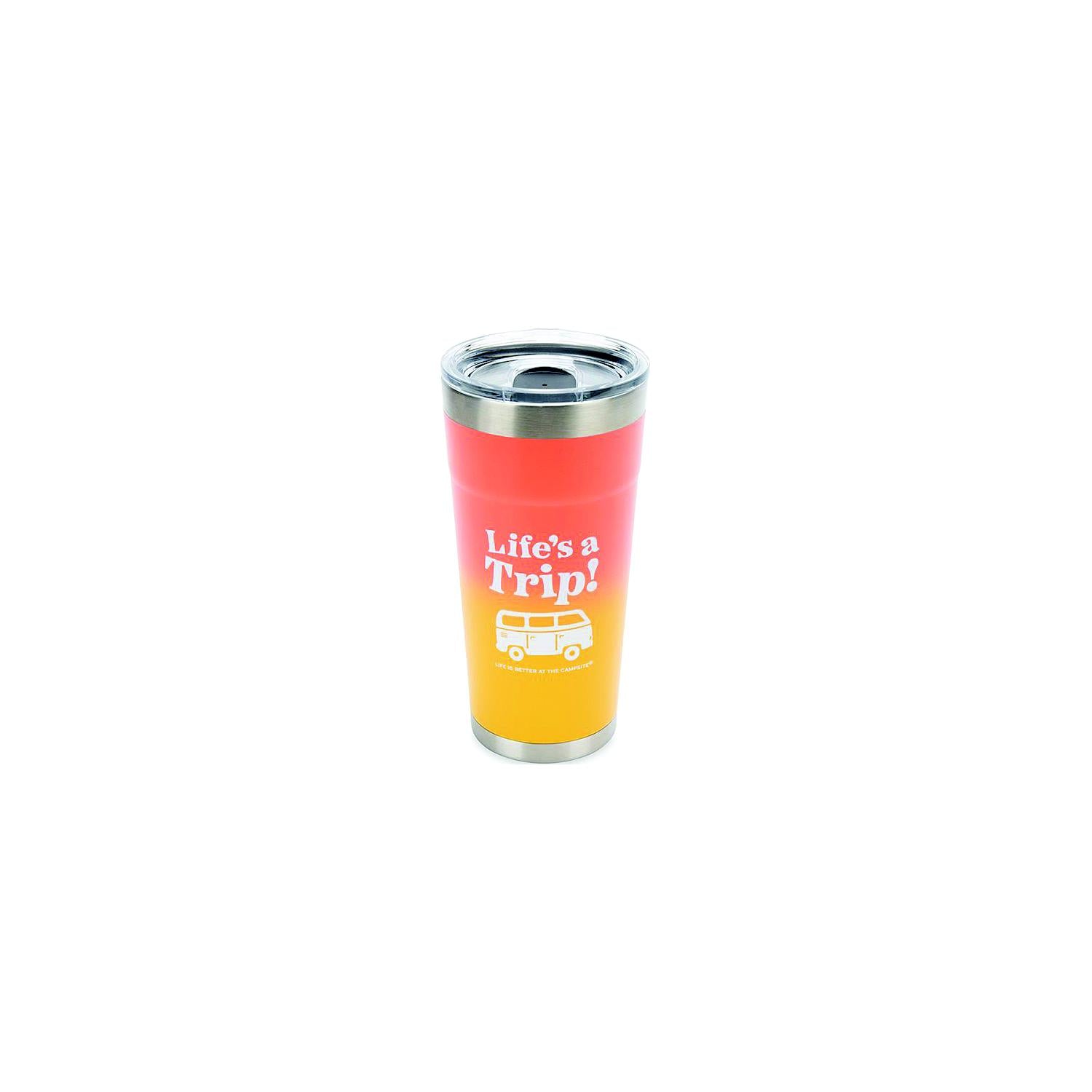 Camco 53318 Life's A Trip Tumbler, 20 oz., Orange/Yellow