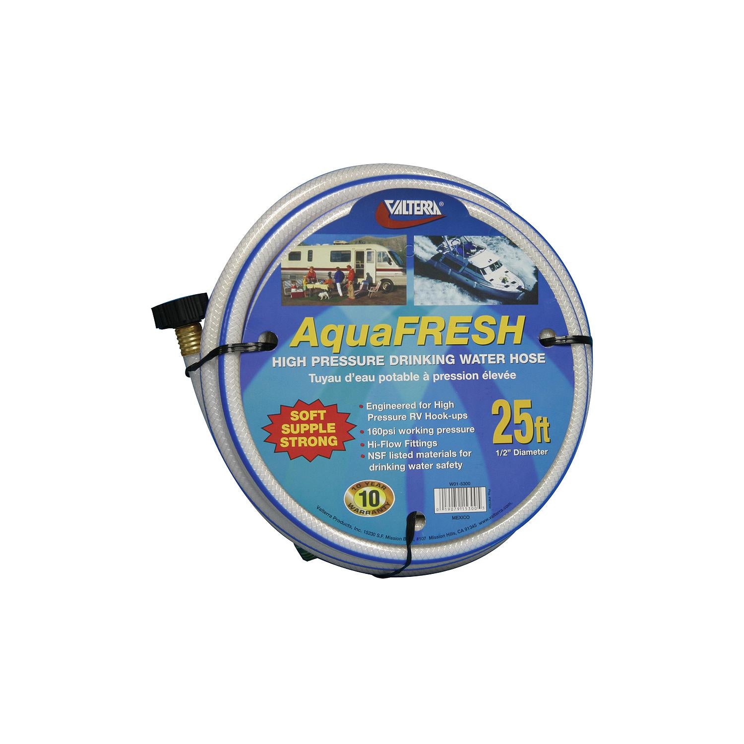 AquaFresh Drinking Water Hose, 5/8" x 50' White