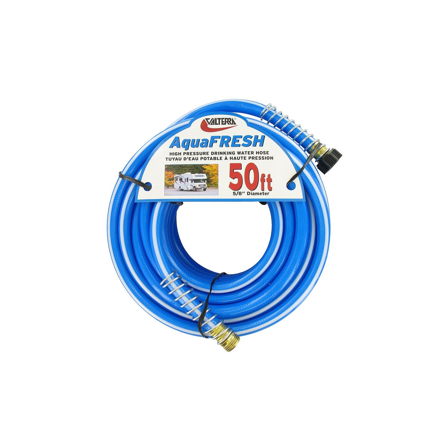 Valterra W019600 Blue AquaFresh High Pressure RV Drinking Water Hose, 5/8" x 50'