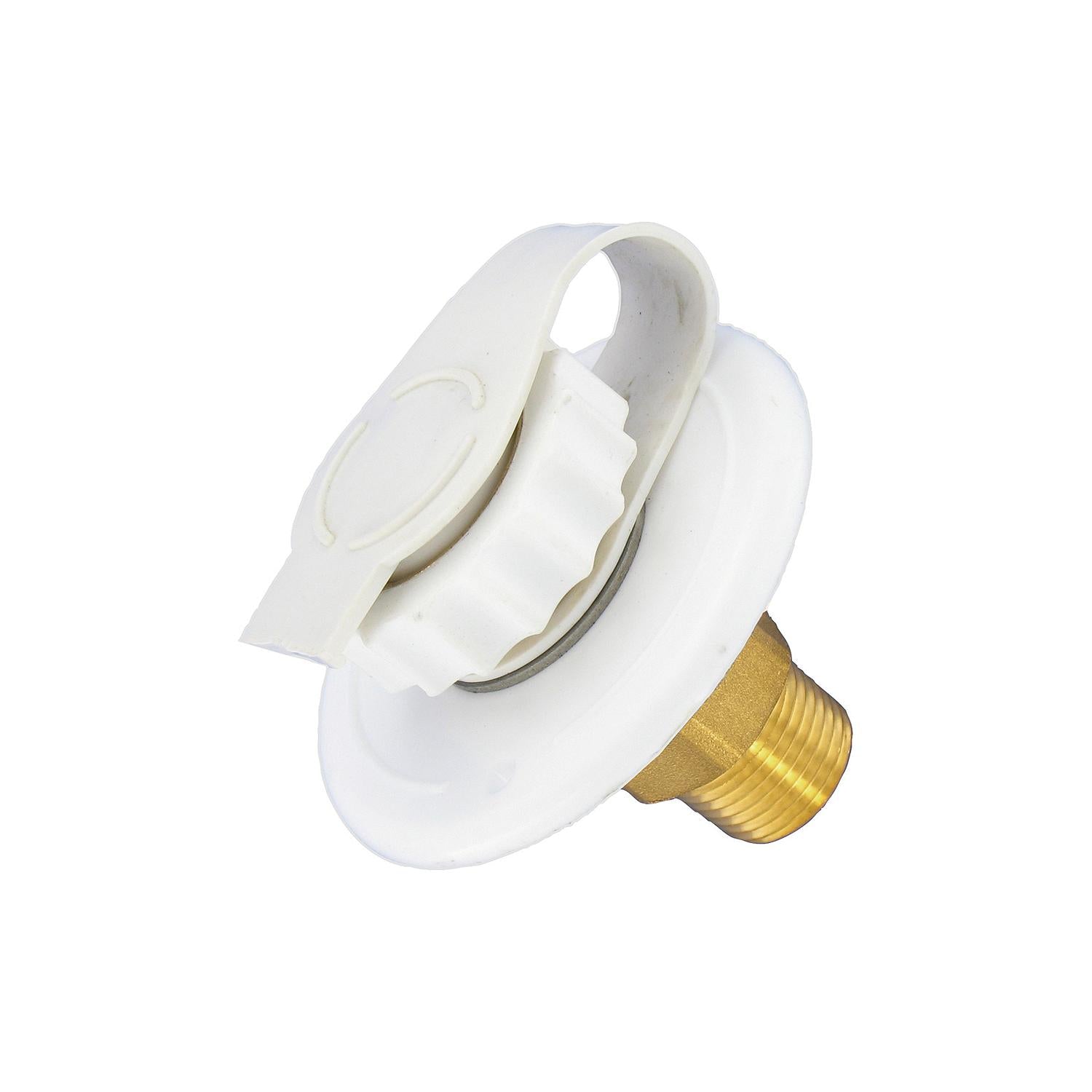 Valterra Flush Mount Water Inlet, White Brass