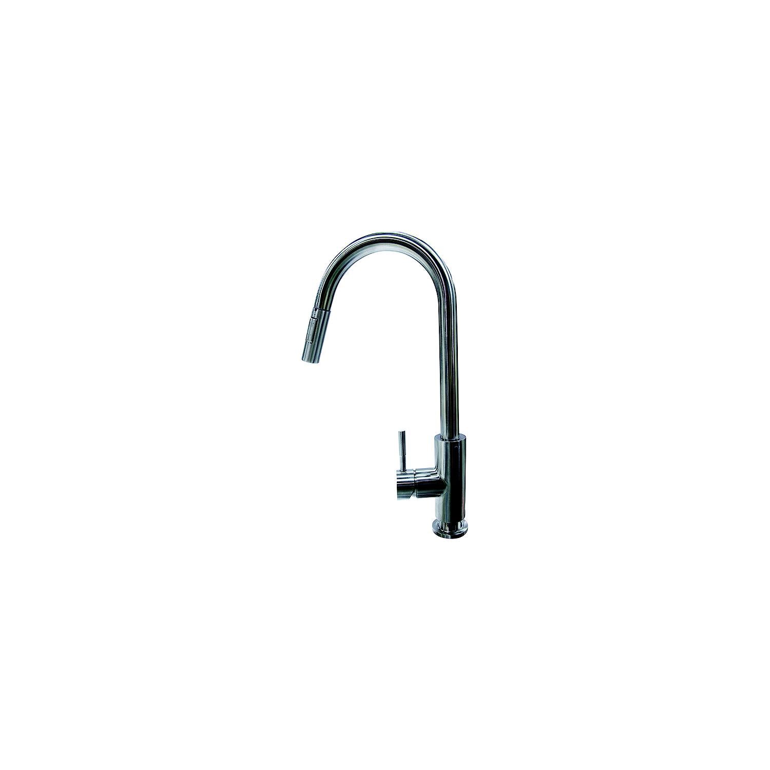 Flow-Max 719333 Pull Down Single Hole Faucet, Bullet Style, Stainless Steel