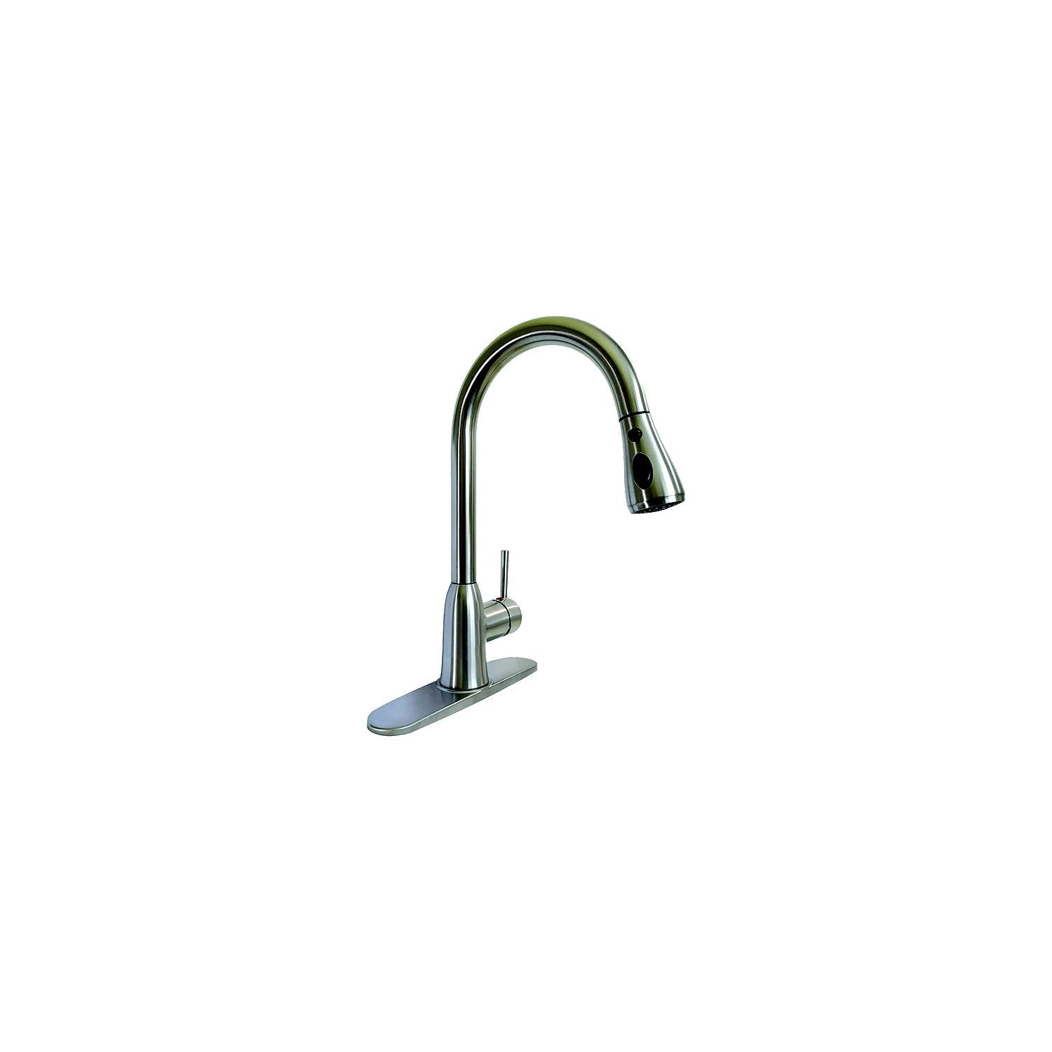 800-PF231466 8" Premium Power Boost Single Handle Pull Down Kitchen Faucet, Brushed Nickel