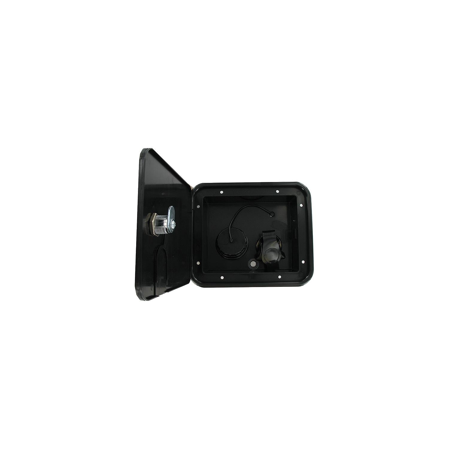 Valterra Gravity Plastic City 1/2" Air Vent RV Water Inlet & Lockable Hatch & Includes Hardware & Installation Tape, Black