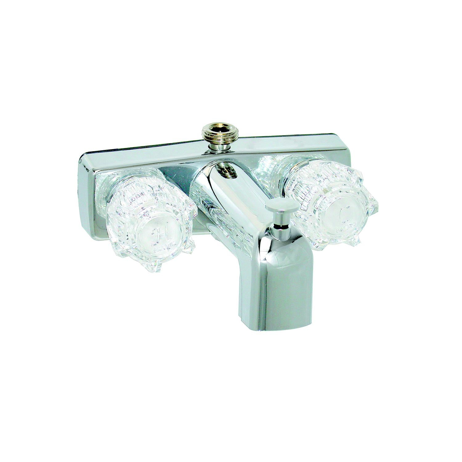 Valterra Phoenix PF213332 DuraPro Chrome Finish Two Handle RV Tub & Shower Diverter Faucet with Clear Acrylic Knobs