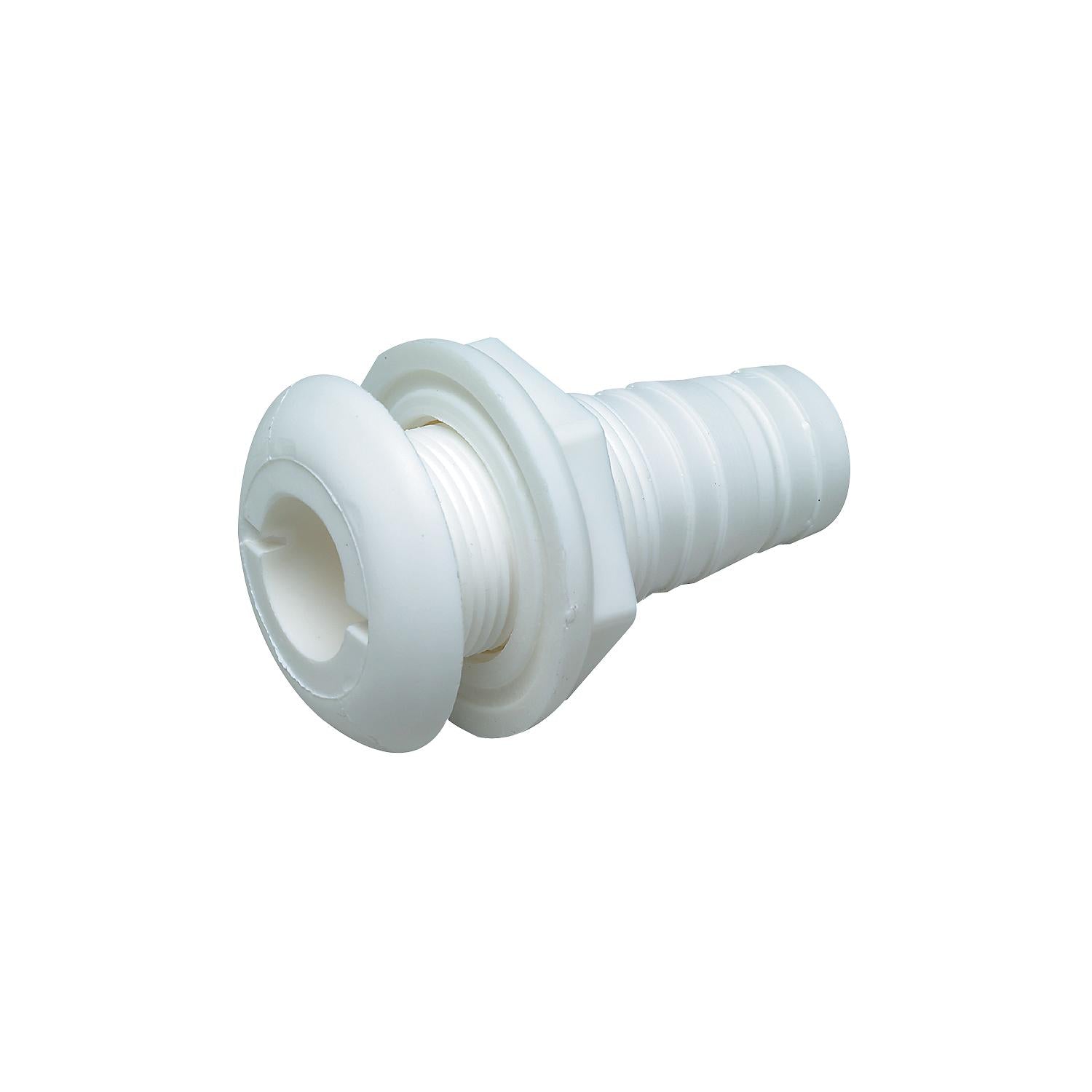 1/2" White Plastic Thru-Hull w/Broad Flange