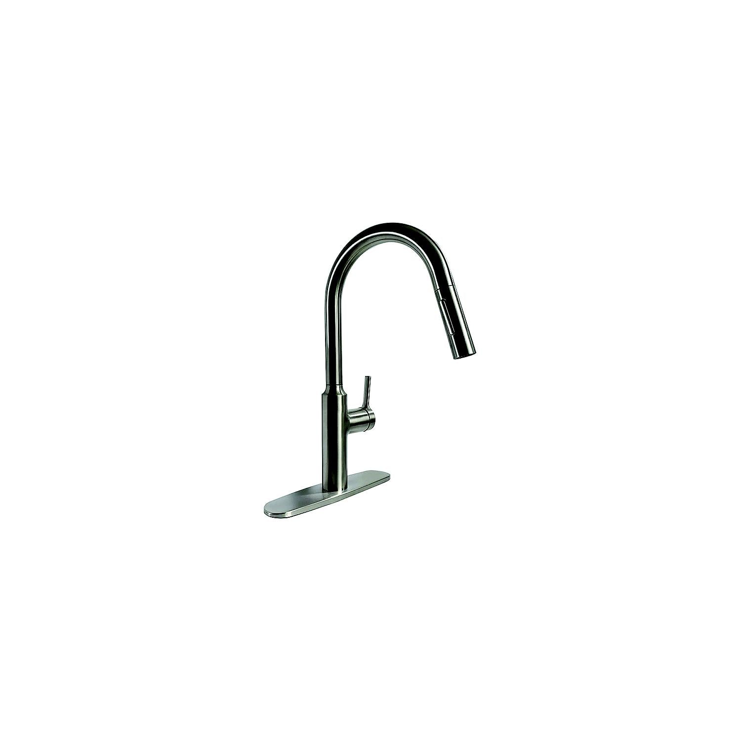 800-PF231465 8" Premium Slimline Single Handle Pull Down Kitchen Faucet, Brushed Nickel