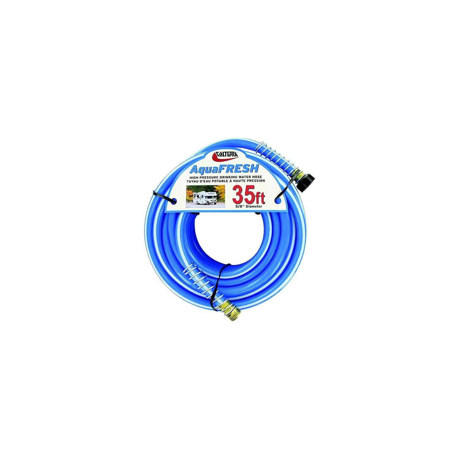 Valterra W019420 Blue AquaFresh High Pressure RV Drinking Water Hose, 5/8" x 35'