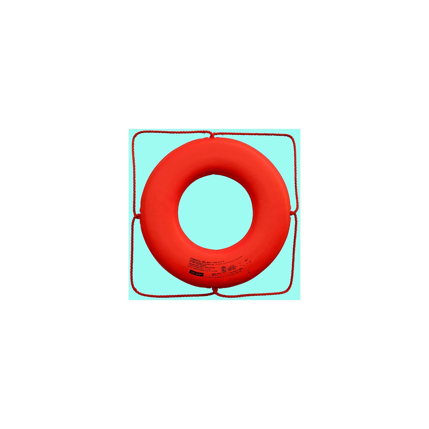 Jim-Buoy Closed Cell Foam U.S.C.G. Approved Life Ring With Rope Molded Into Core