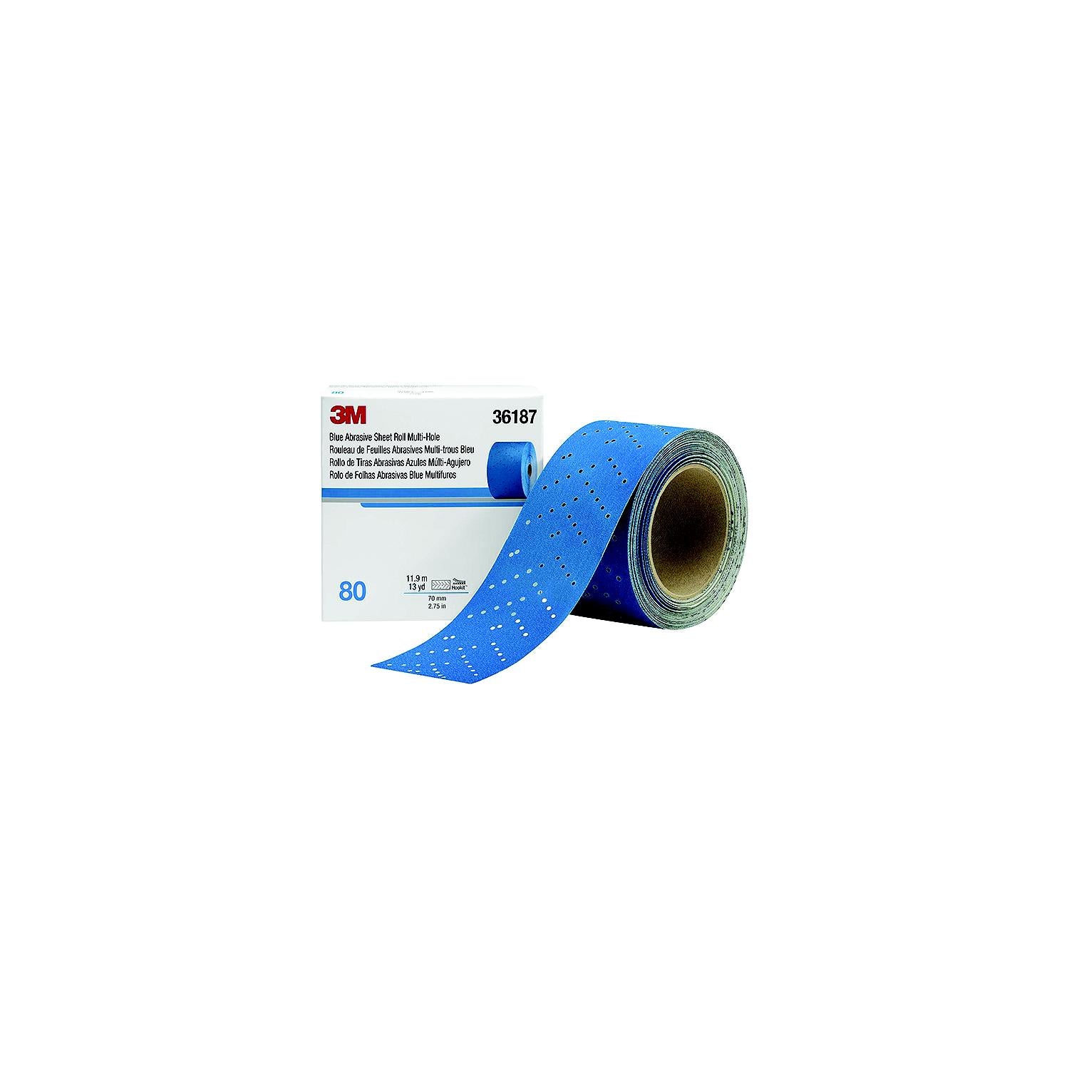 3M Blue Abrasive Hookit Sheet Roll, 2-3/4" x 13 Yards