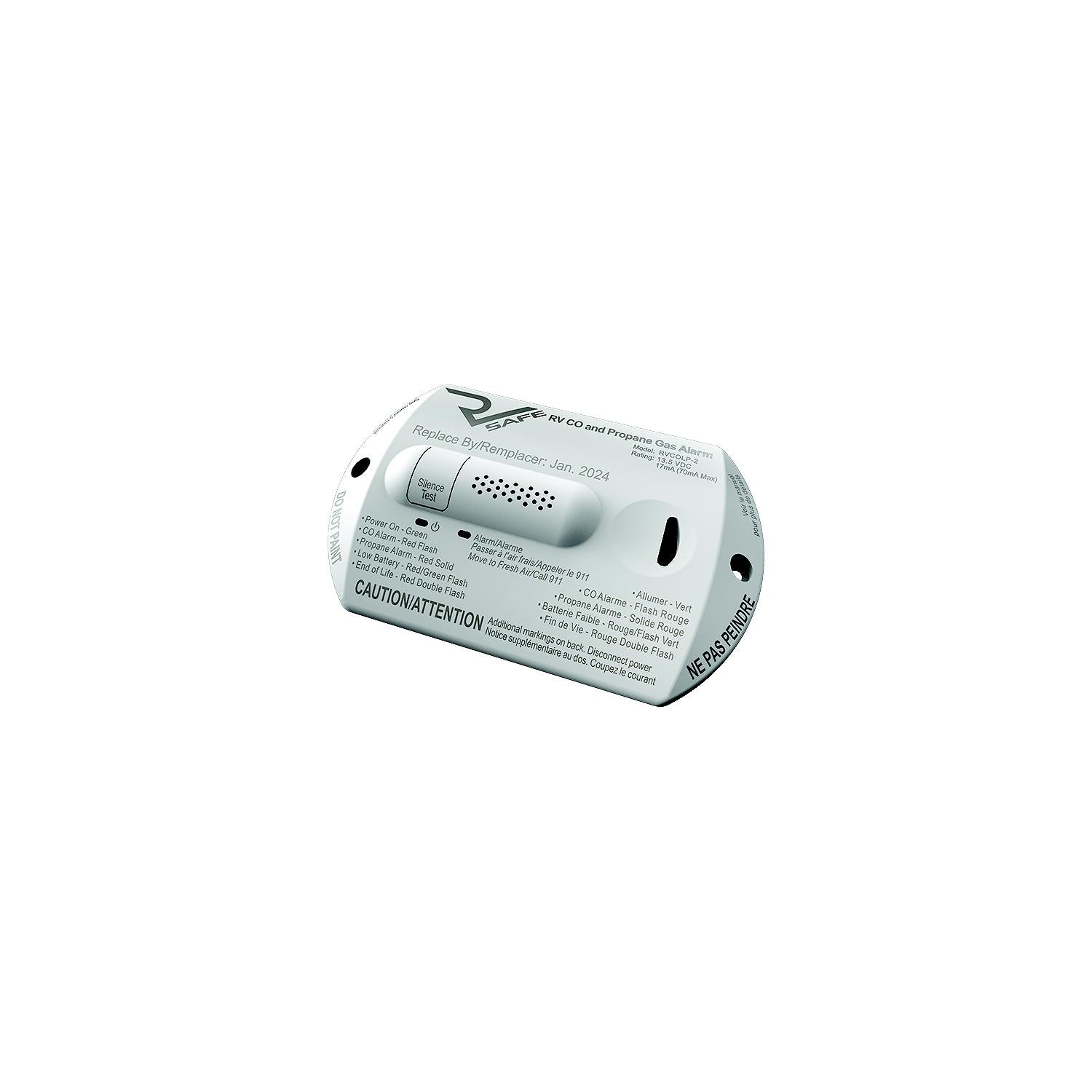 RV Safe RVCOLP2W Combination CO And Propane Alarm, White, 2-Wire