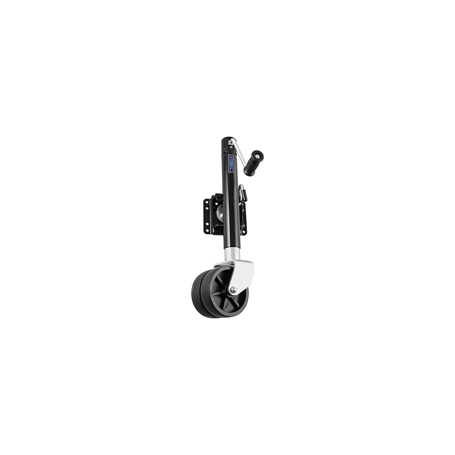 Fulton XPD15L0126 1,500 lb Max Load Heavy Duty Dual Wheel Bolt On Swivel Jack, Glossy Black