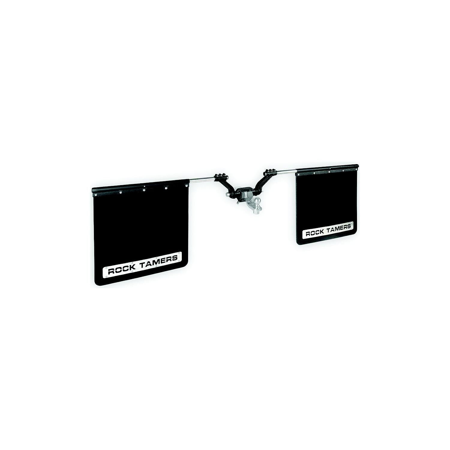 Rock Tamers 00108 Matte Black Adjustable 24" x 24" Rubber Mudflap System & Stainless Steel Trim Plates for 2" Receiver