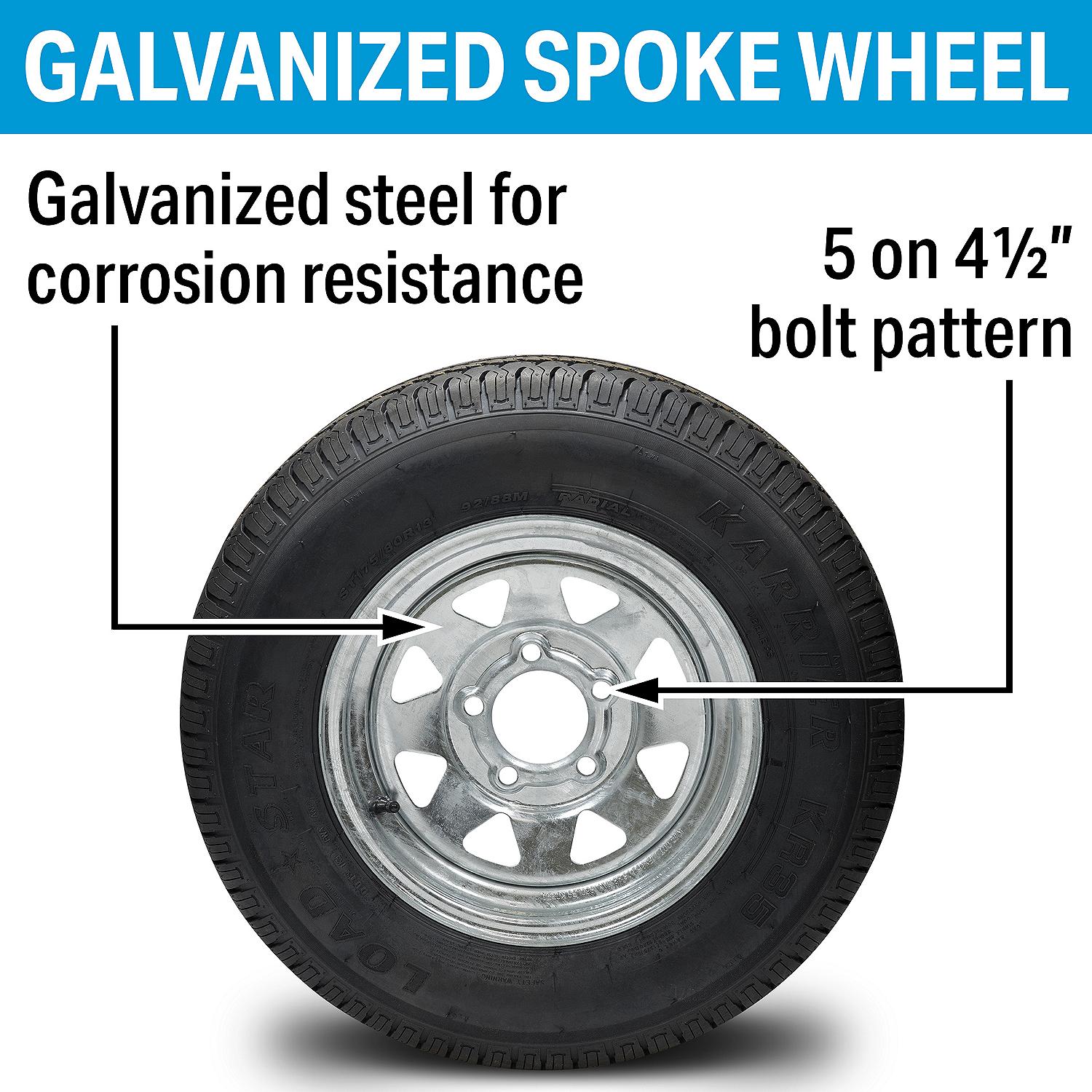 Seachoice 53401 ST175/80R13C/5H KR35 13" Galvanized Spoke, 5 Lug Radial Tire & Wheel Assembly