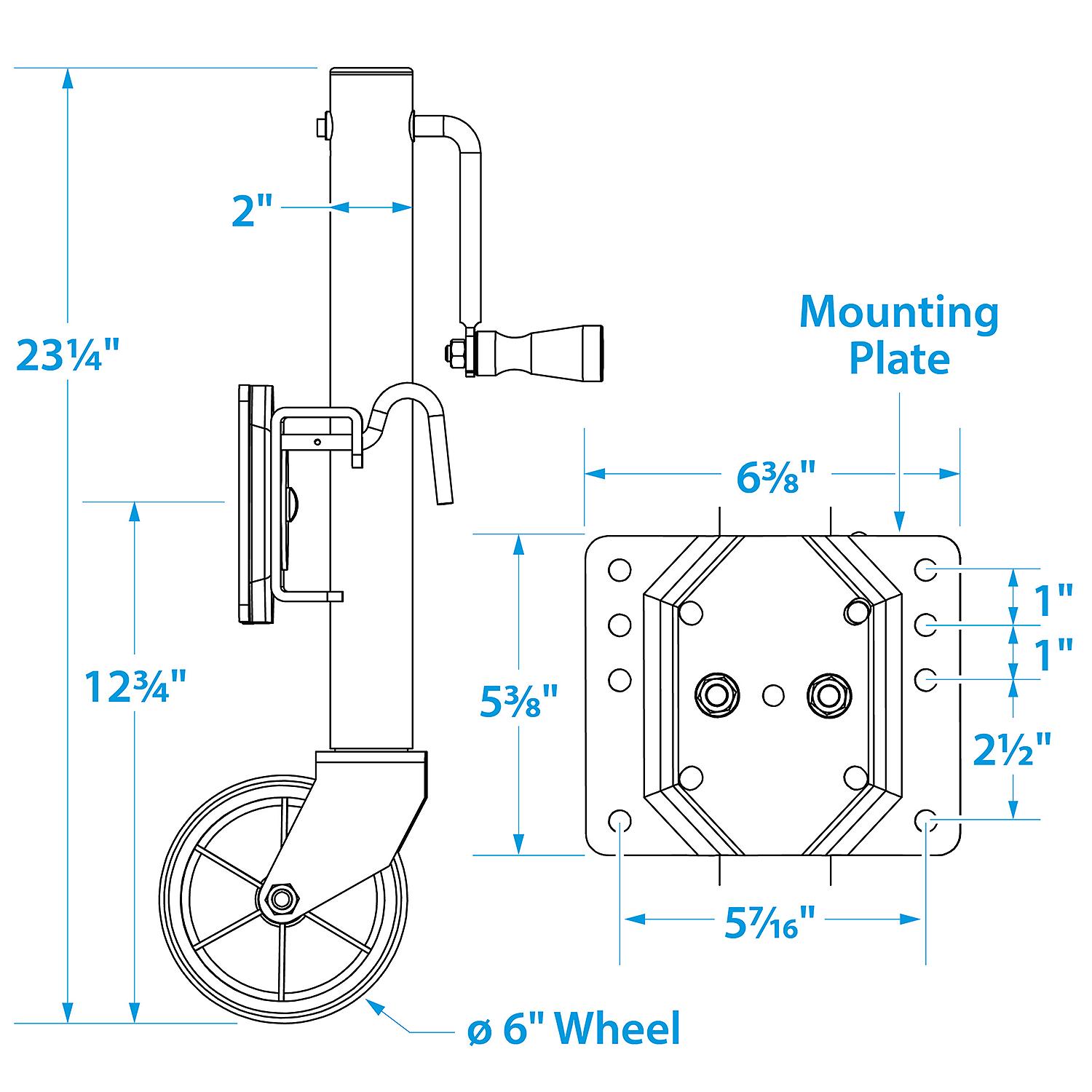 Seachoice 52021 Foldup Boat Trailer Jack, 6" Wheel, 1,000 lbs. Max Load