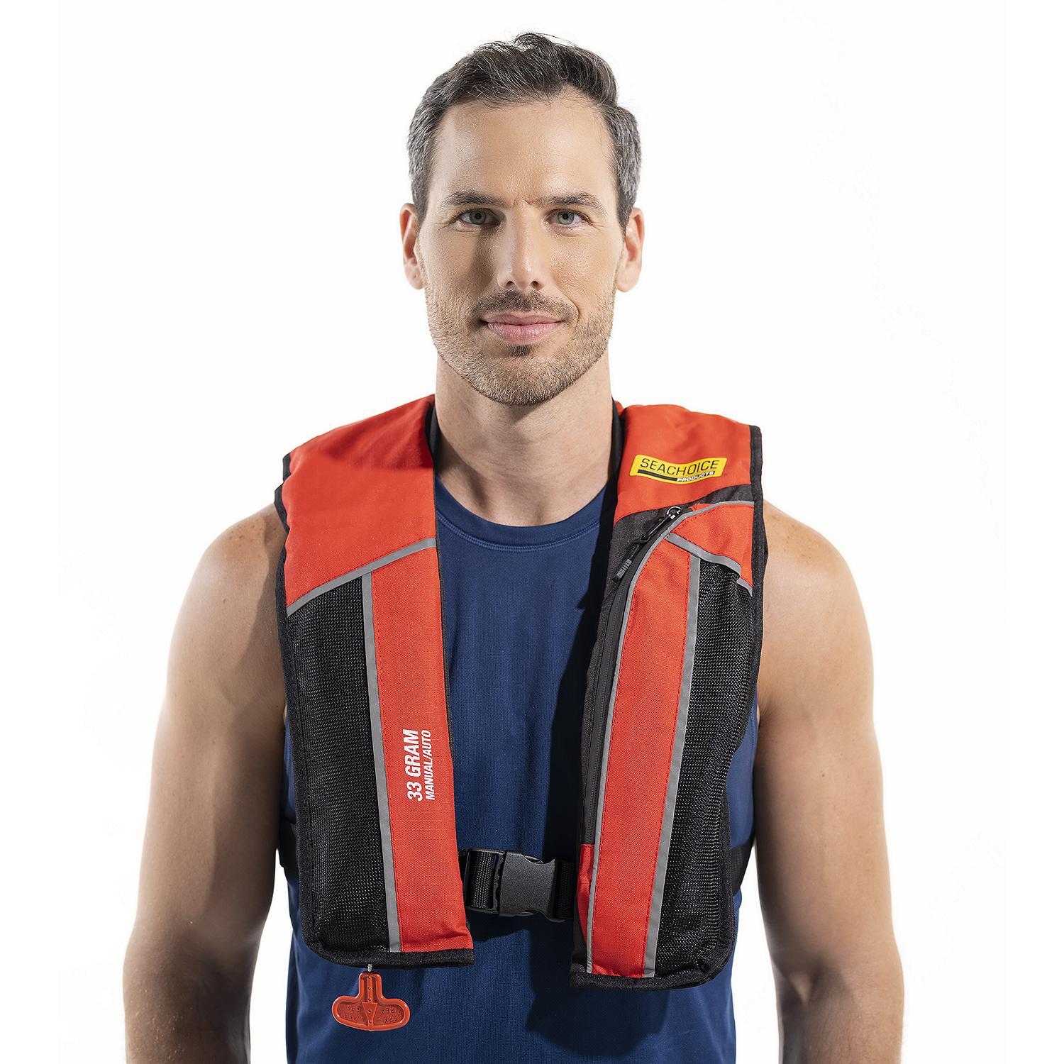 Seachoice 85861 Type V Premium Rip-Stop Inflatable PFD – Adult Universal, Red