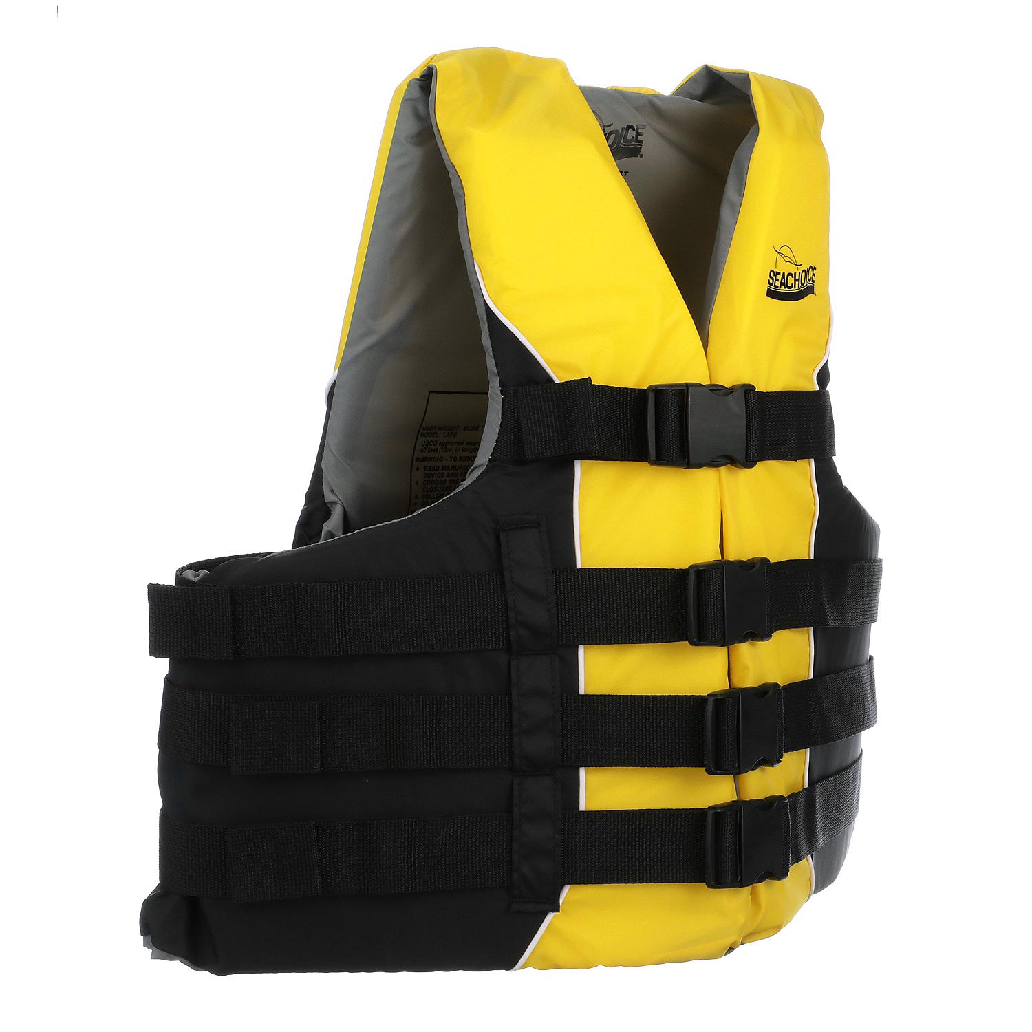 Seachoice Deluxe 4-Belt Ski Vest - Yellow/Black, Lg/XL