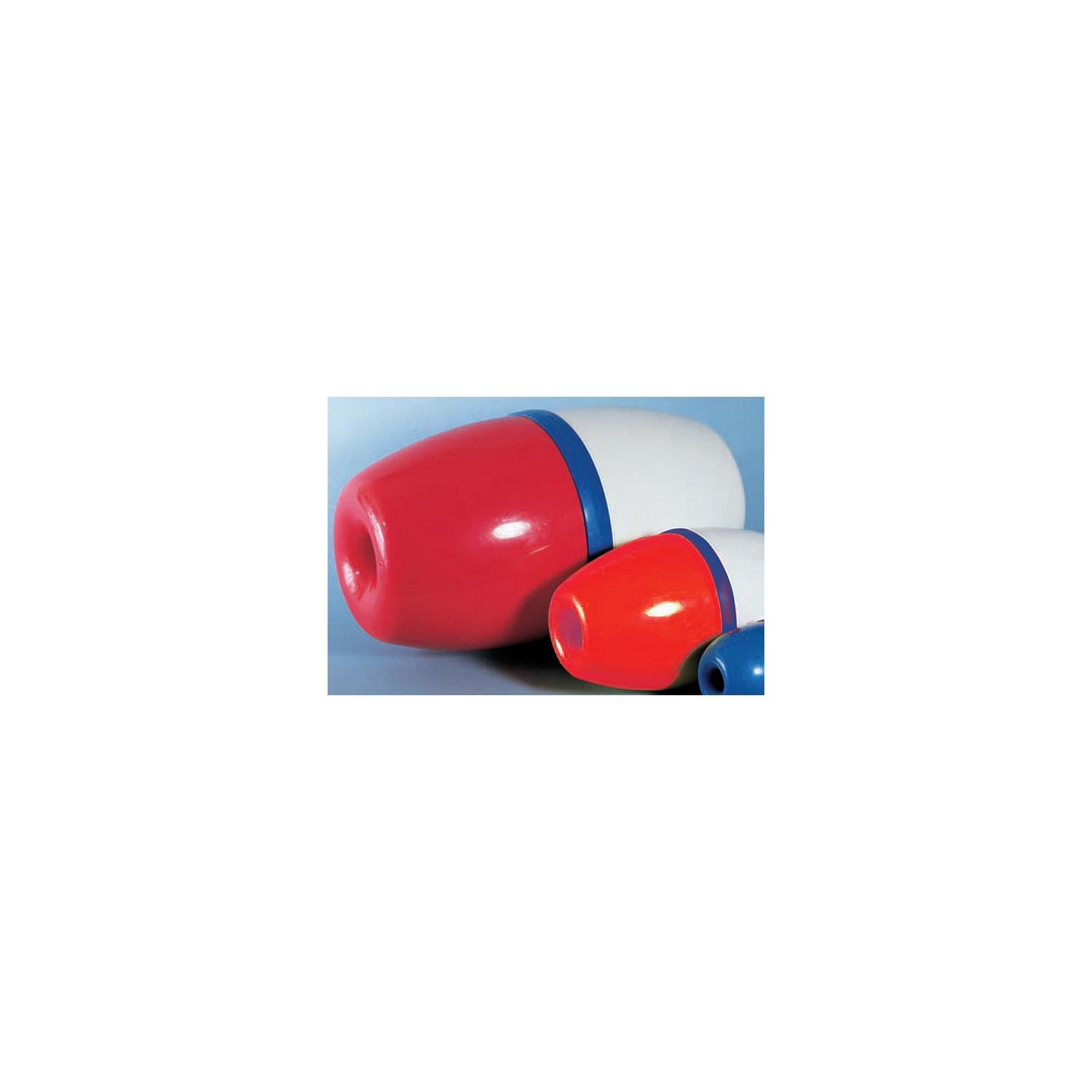 Jim-Buoy 1502 Lok-On Rope Float 5" Dia. X 9" L - Red and White With Blue Center Band