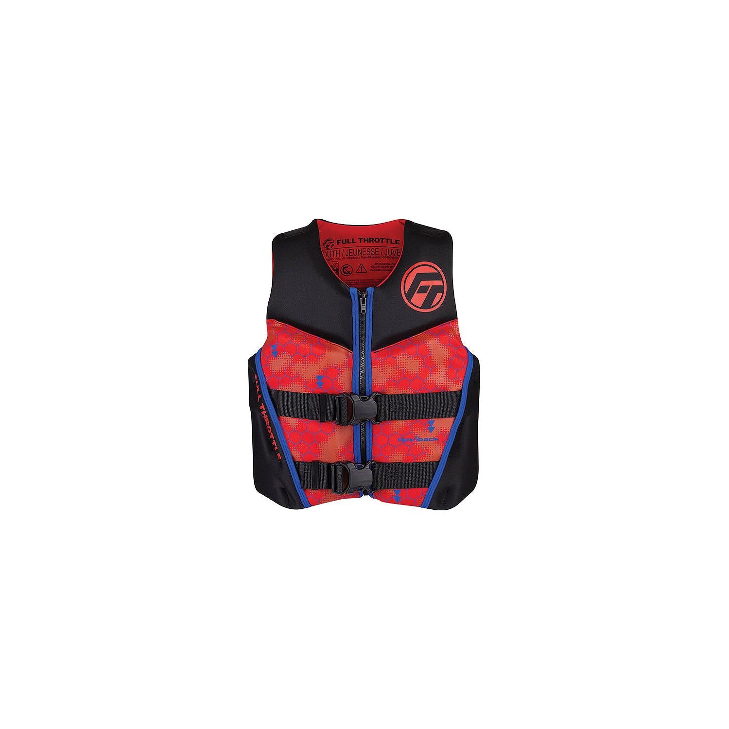 Full Throttle 14250010000222 Rapid Dry Flex Back Life Vest, Youth, Red