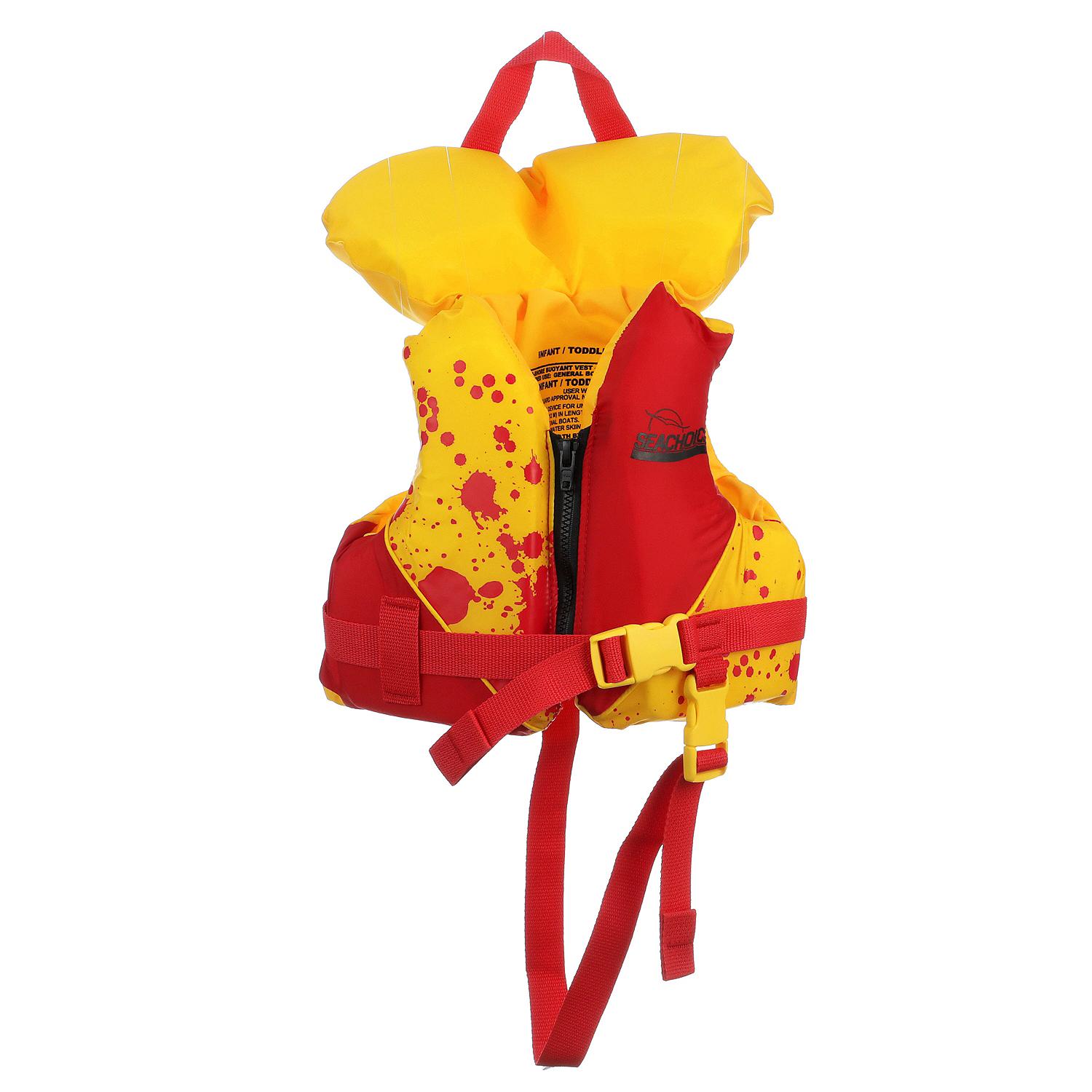 Seachoice 86100 Type ll  Deluxe Childrens Vest 
Infant, Red/Yellow Life Vest With Pop-Up Pillow